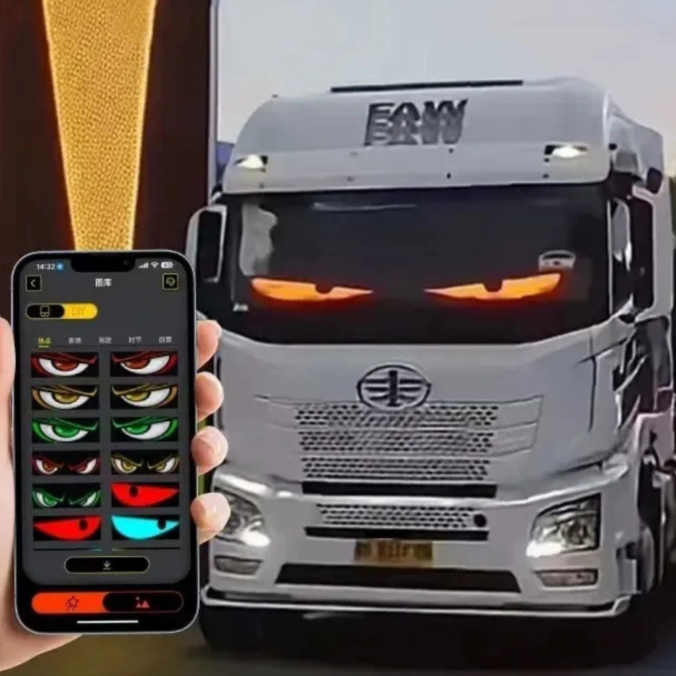 Anpassbarer LED-LKW- und Auto-Bildschirm mit Teufelsaugen-Design