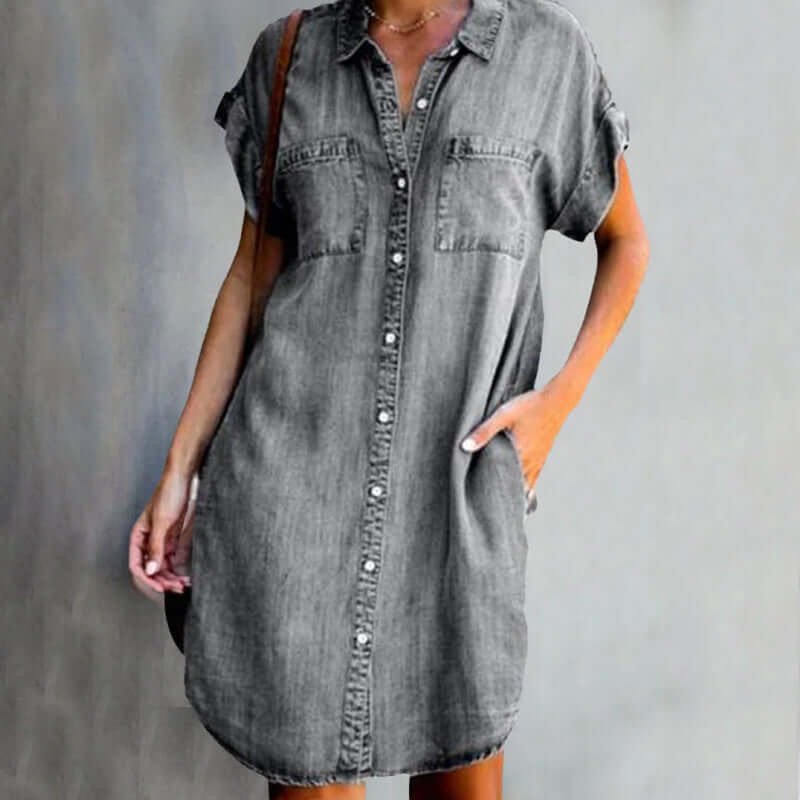 Clara™ | Leichtes Blusenkleid mit Knopfleiste