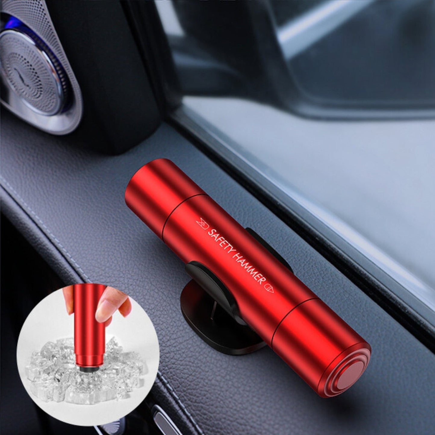 Kompaktes Autosicherheitswerkzeug mit Glasbrecher und Gurtschneider