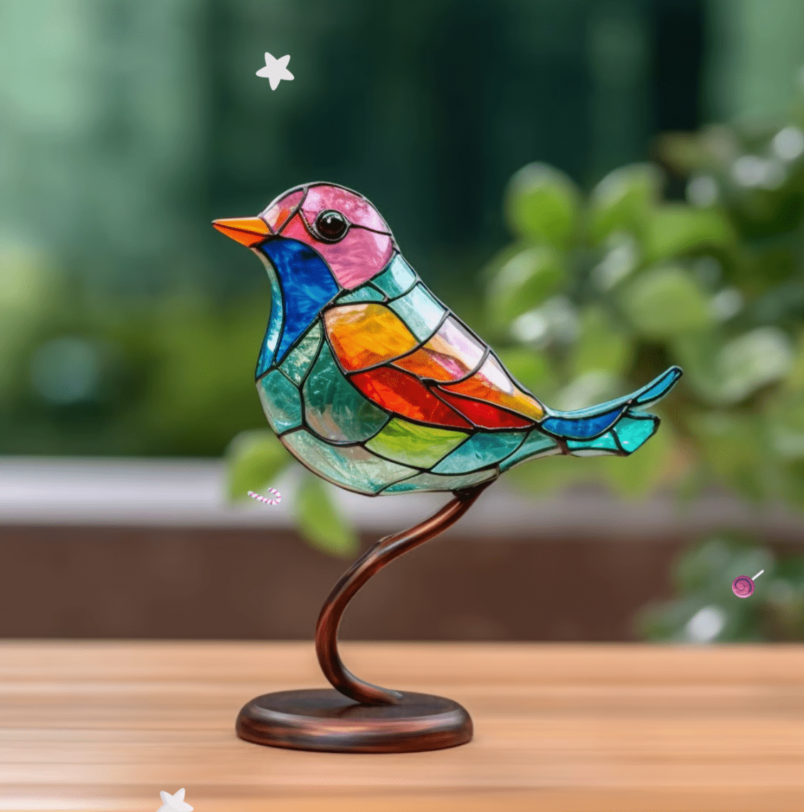 Bunter Buntglas-Vogel Sonnenfänger für Fensterschmuck