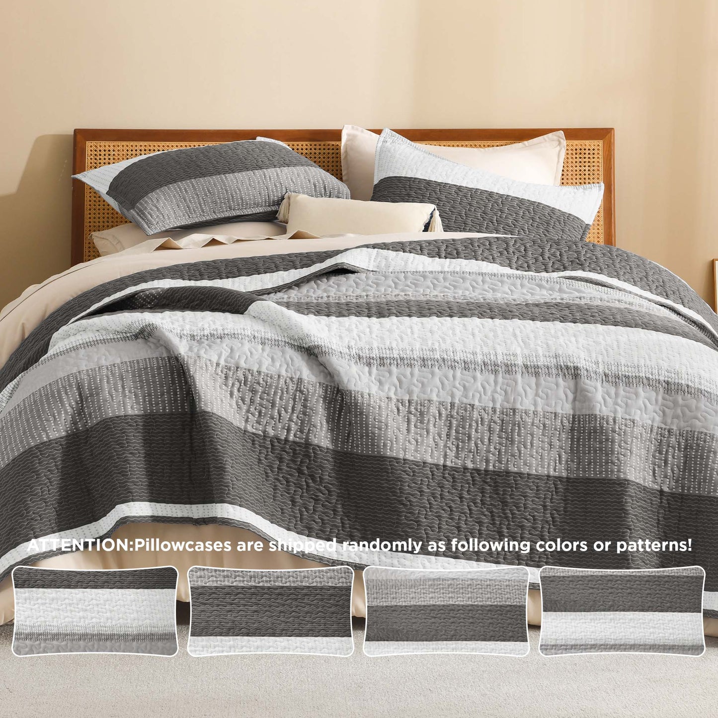 Gestreiftes Bettwäsche-Set mit weicher, gemütlicher Textur