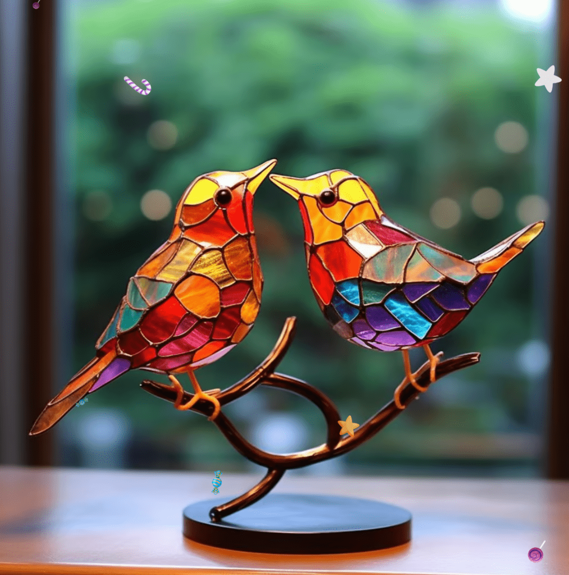 Bunter Buntglas-Vogel Sonnenfänger für Fensterschmuck