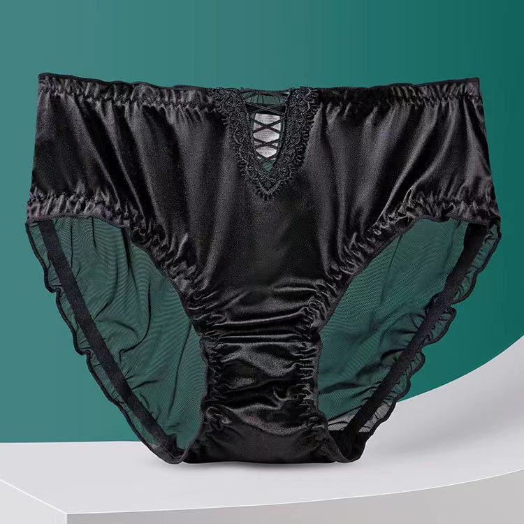 SilkBliss™ | Lace Lingerie Ladies Satin Ice Seamless Panties