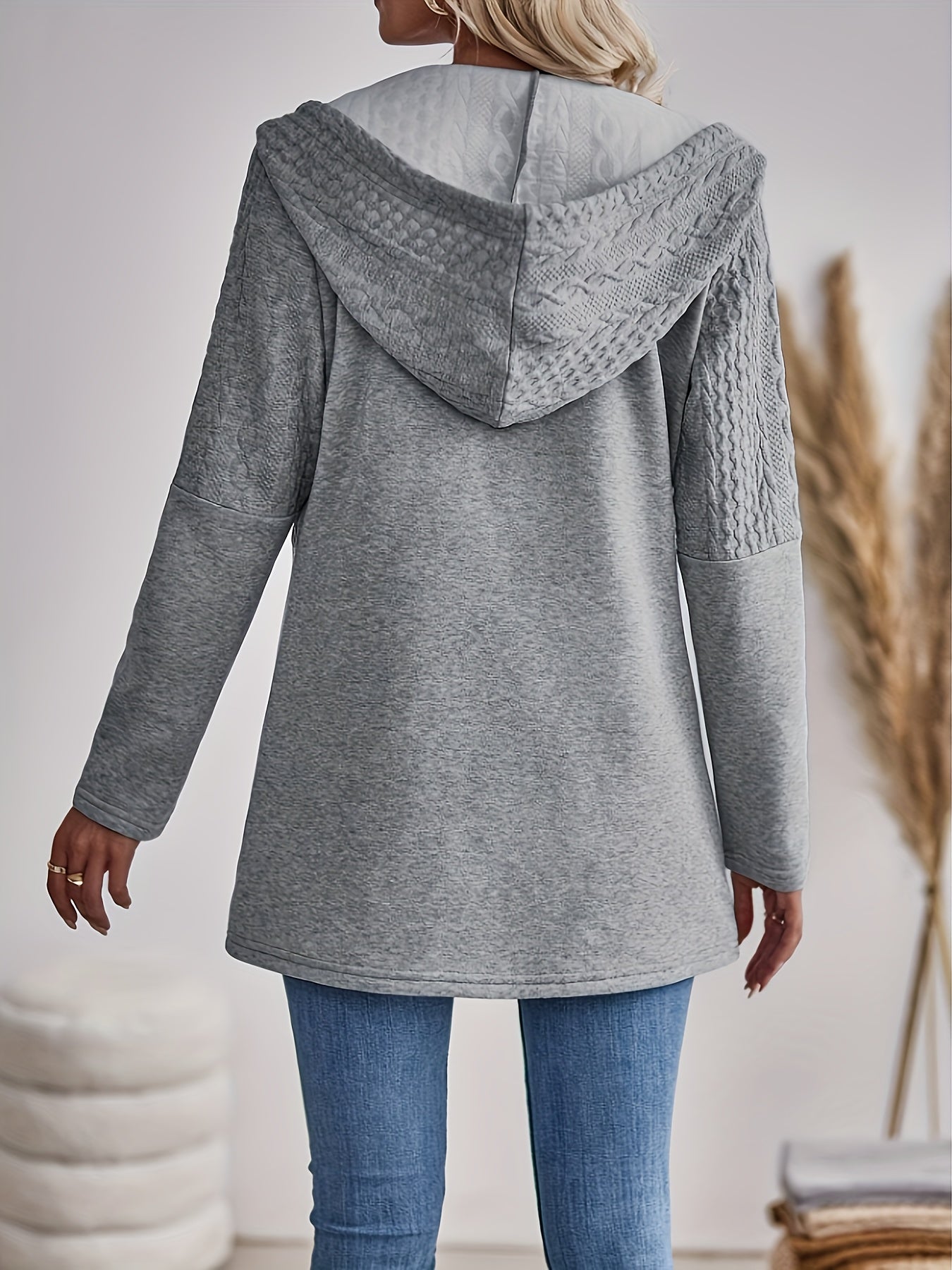 Tivindra™ | Damen Kapuzenjacke mit Reißverschluss in Hellgrau