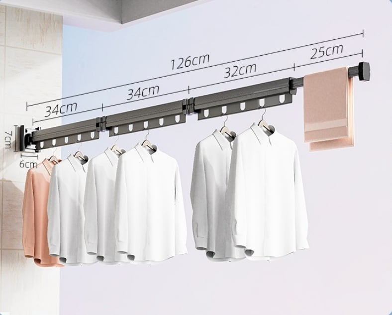 AirFlex™ - Wandmontierter klappbarer Wäscheständer