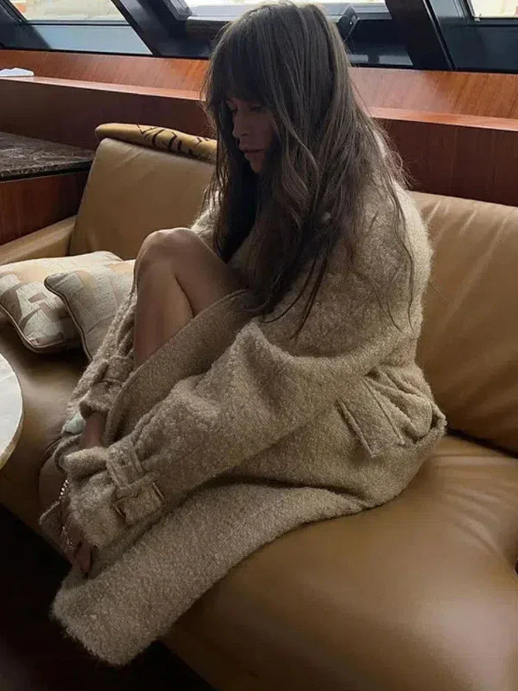 50% off | Giddie™ | Women's apricot wool coat with belt and pockets