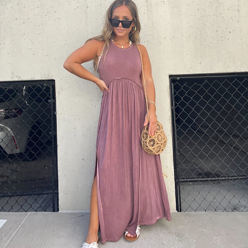 NovaStyle™ | Schlitz Lässig Einfach Lose Maxi Langes Kleid