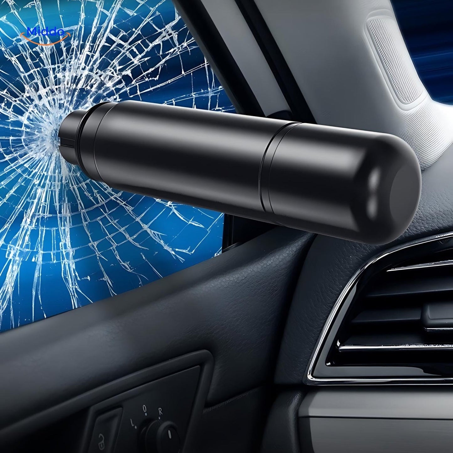 Kompaktes Autosicherheitswerkzeug mit Glasbrecher und Gurtschneider