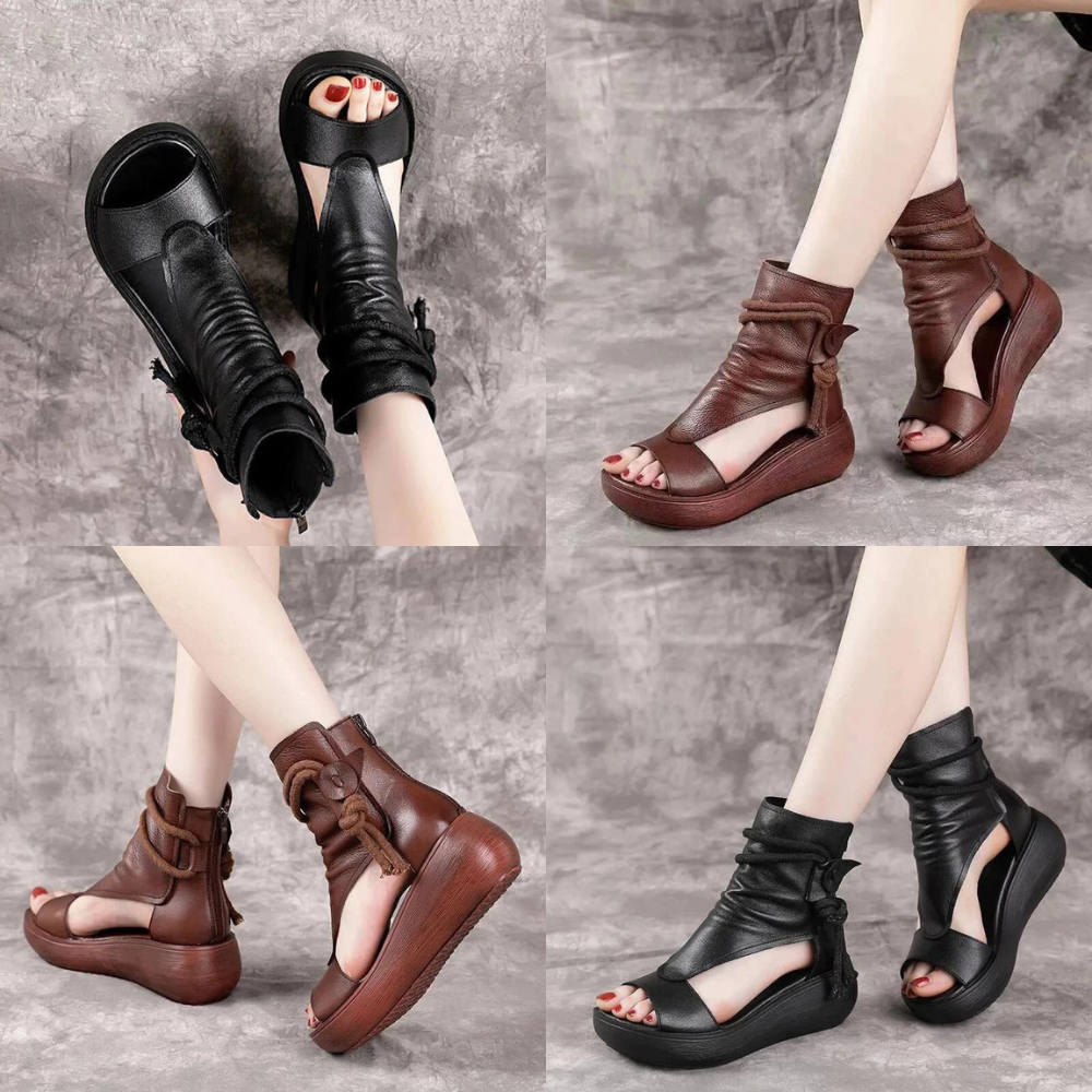 Trista™ | Pu Leder offene Zehenkeilsandalen
