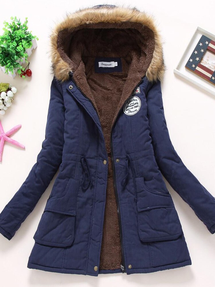 50 % Rabatt | Darlene™ - Damen-Fleecejacke mit Kunstfellkapuze und Kordelz