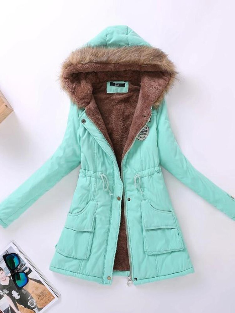 50 % Rabatt | Darlene™ - Damen-Fleecejacke mit Kunstfellkapuze und Kordelz