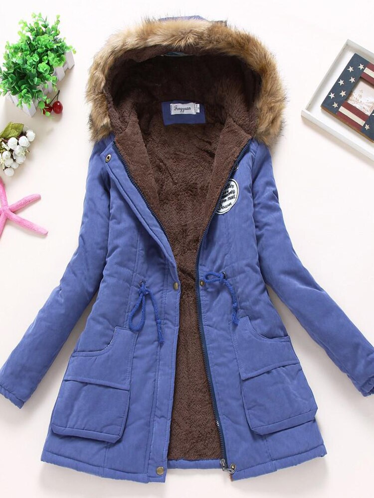 50 % Rabatt | Darlene™ - Damen-Fleecejacke mit Kunstfellkapuze und Kordelz