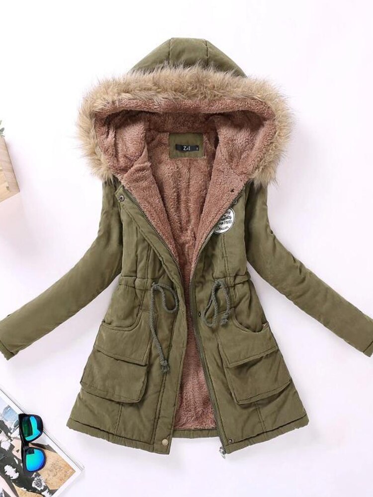 50 % Rabatt | Darlene™ - Damen-Fleecejacke mit Kunstfellkapuze und Kordelz