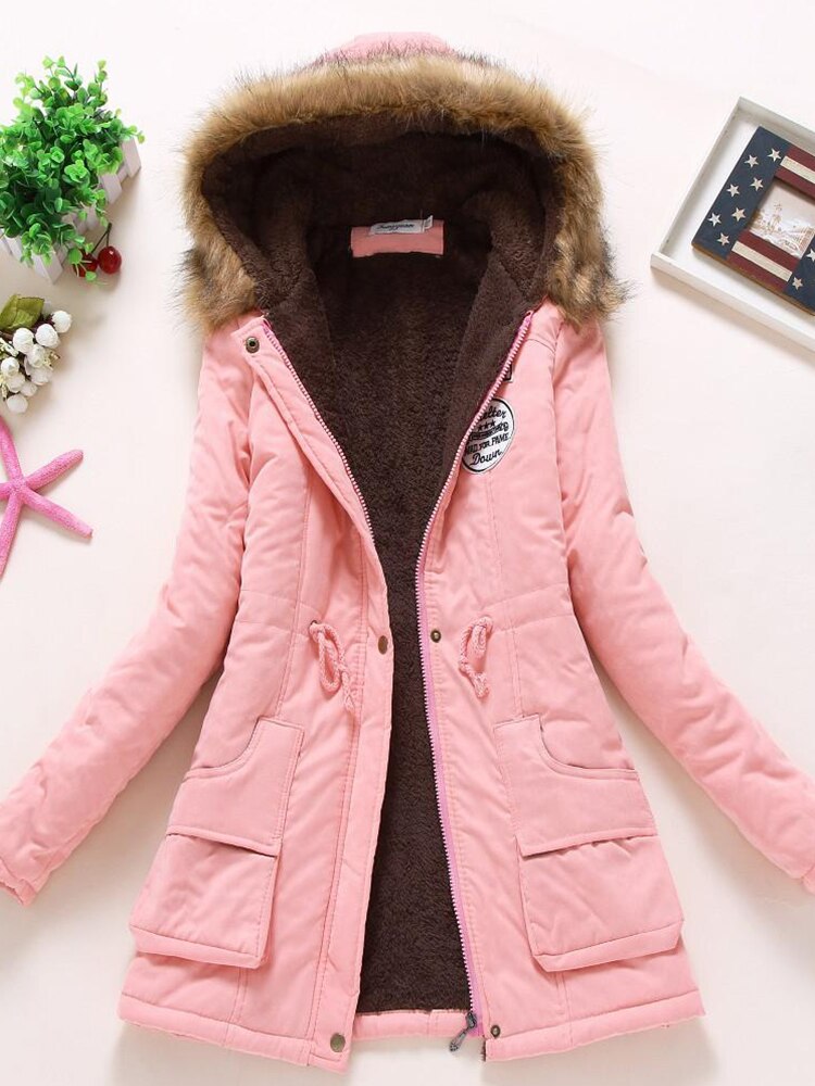 50 % Rabatt | Darlene™ - Damen-Fleecejacke mit Kunstfellkapuze und Kordelz