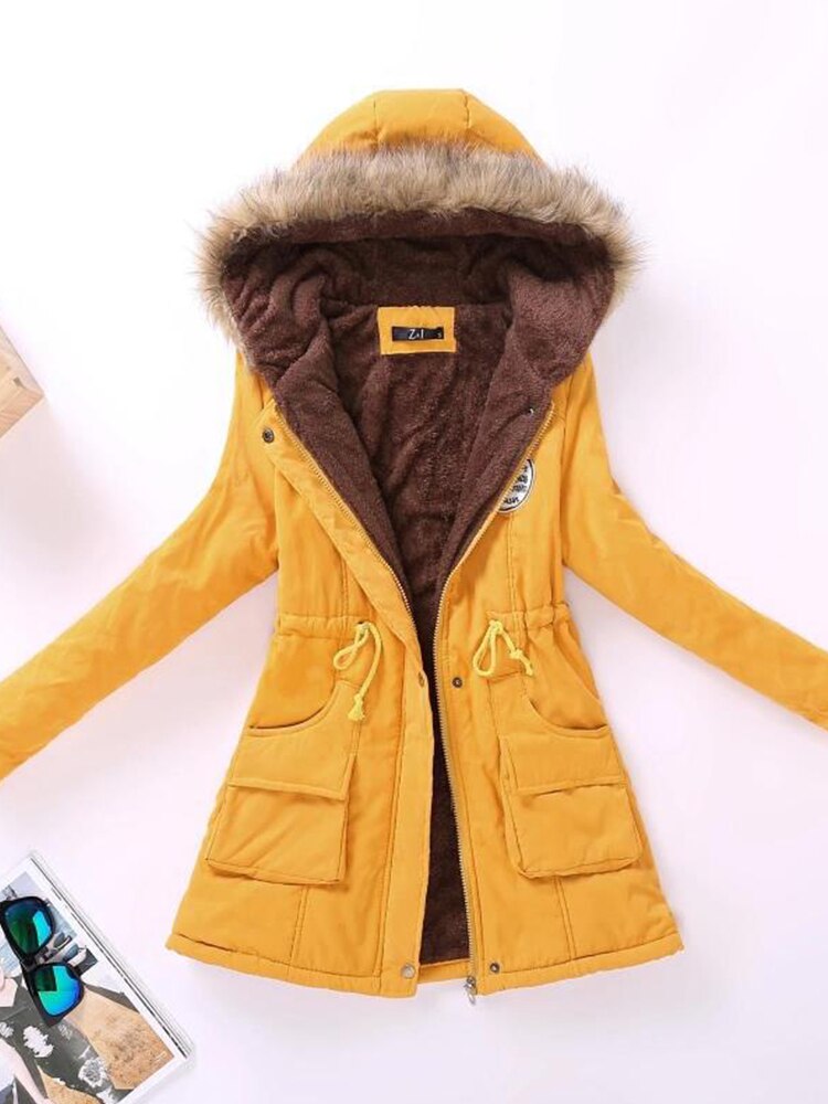 50 % Rabatt | Darlene™ - Damen-Fleecejacke mit Kunstfellkapuze und Kordelz
