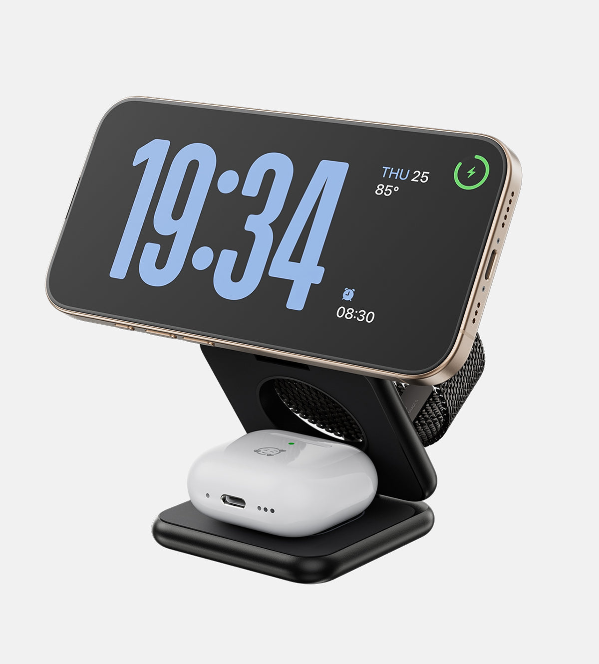 Elegante 3-in-1 kabellose Ladestation für Schreibtisch und Nachttisch