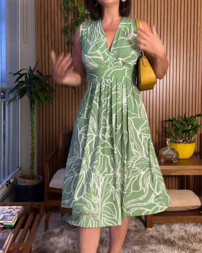 Zephyrella™ | Ärmelloses Kleid mit V-Ausschnitt, das die Taille einschnürt