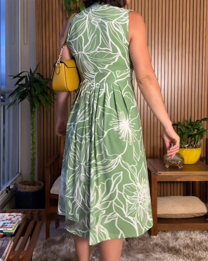 Zephyrella™ | Ärmelloses Kleid mit V-Ausschnitt, das die Taille einschnürt