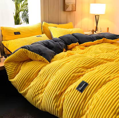 Restavia™ - Samt-Korallenfleece-Bettbezug mit Kissenbezügen