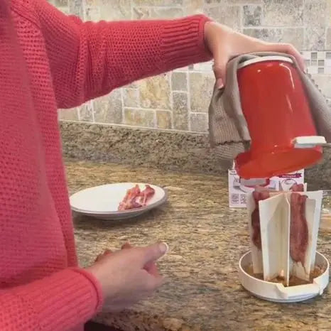 CrispEase™ - Mikrowellen-Speckkocher mit Spritzschutz & spülmaschinenfest