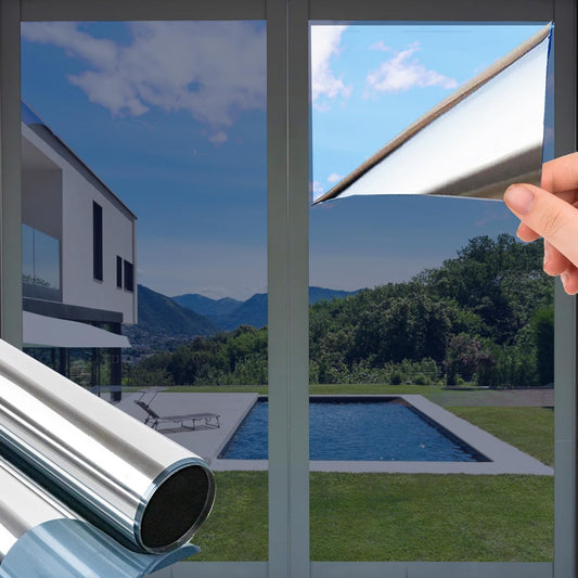 Selbstklebende Spiegel-Folie mit UV-Schutz und Sichtschutz