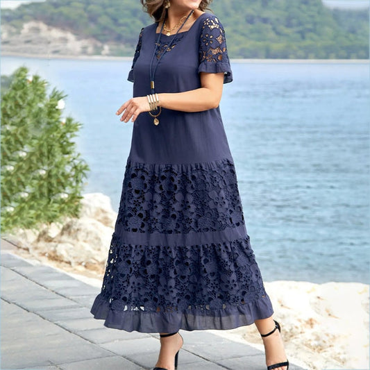 LaceGrove™ | Elegante florale Spitze Locker Fließendes Kleid