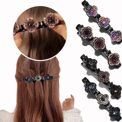Set mit funkelnden Kristall-Haarclips mit Geflecht