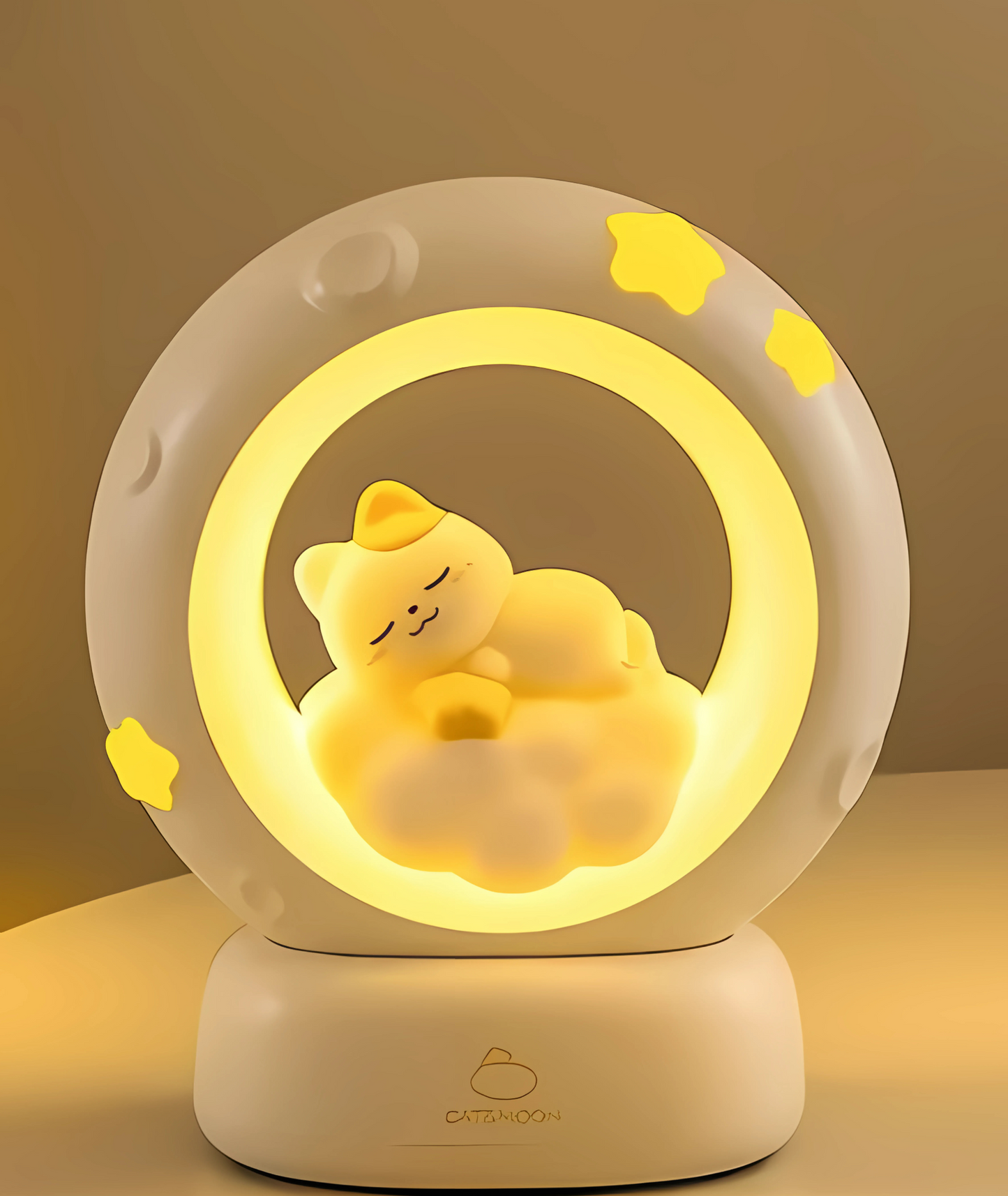 Verspielte Katzen- und Mond-Nachtlichtdekoration