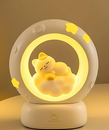 Verspielte Katzen- und Mond-Nachtlichtdekoration