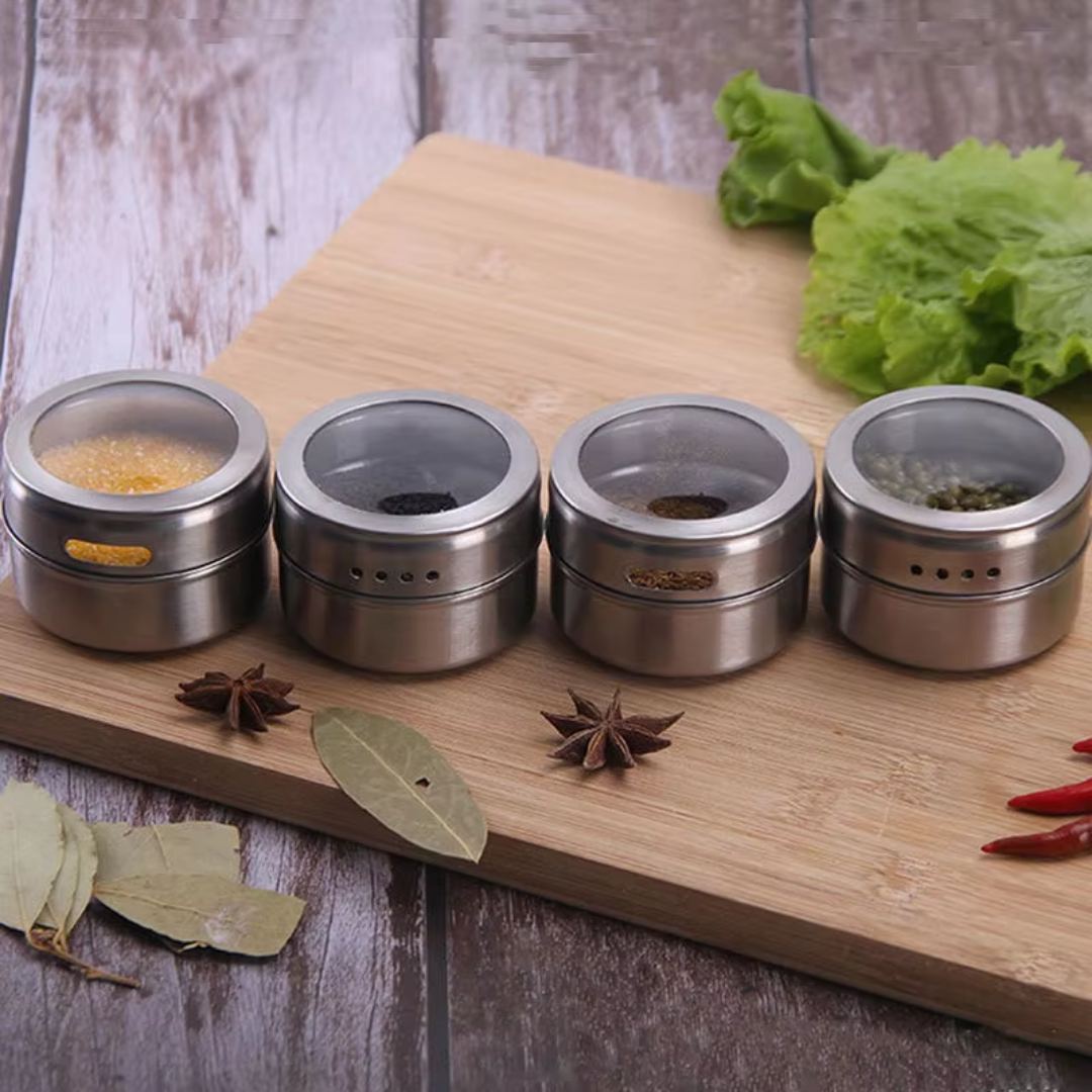 Klares Glas Magnetische Kräutergläser Set für Küchenaufbewahrung