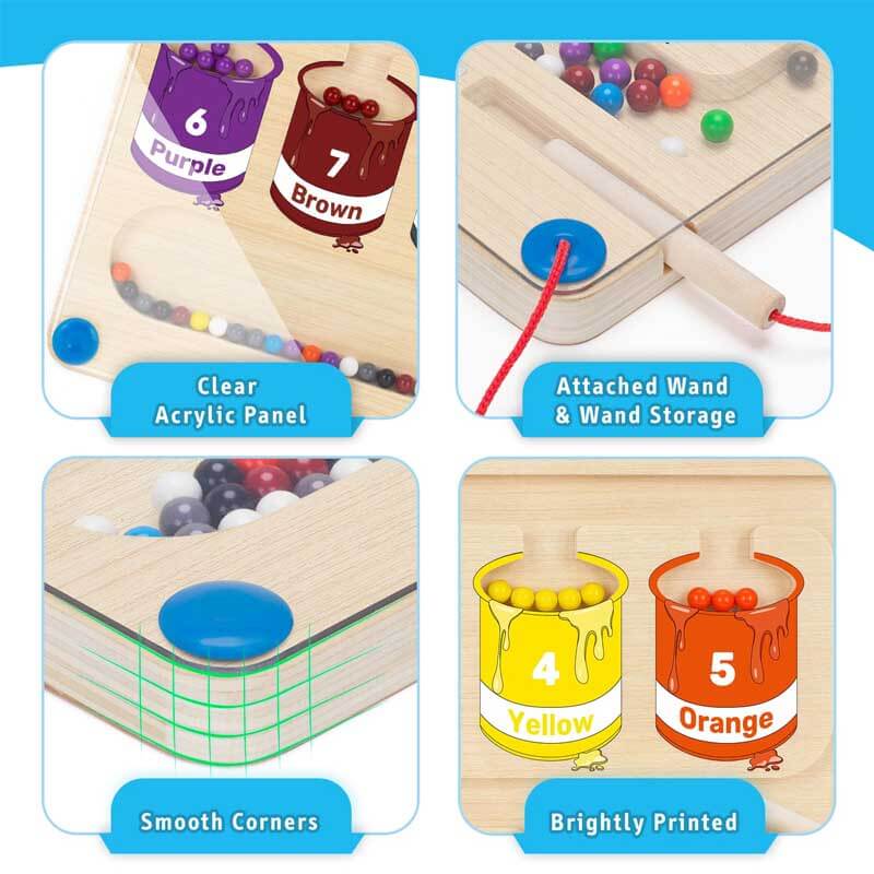 CountMag™ | Buntes magnetisches Holzperlen-Zahlenpuzzle