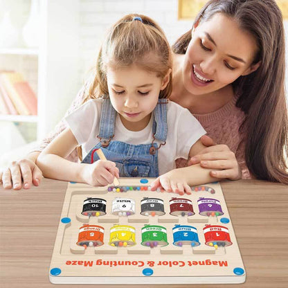 CountMag™ | Buntes magnetisches Holzperlen-Zahlenpuzzle