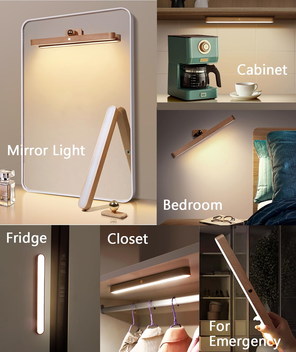 Magnetische Holzlampe, dimmbar und kabellos