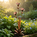 Gartenstab mit Calla-Lilien und Glockenspiel