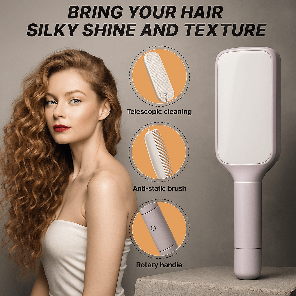 4-in-1 Selbstreinigende Antistatische Haarbürste und Kopfhautmassagegerät