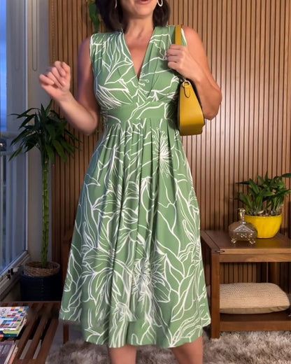 Zephyrella™ | Ärmelloses Kleid mit V-Ausschnitt, das die Taille einschnürt
