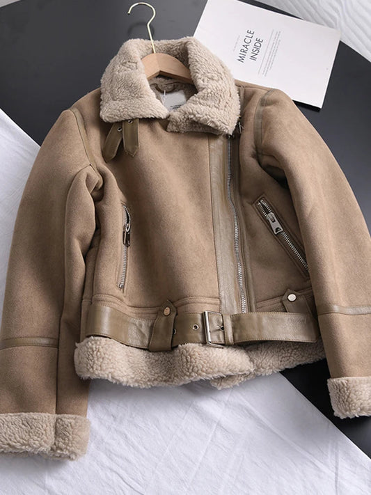 50% off | Ottilie™ | Women's suede coat with fleece lining and waist belt
