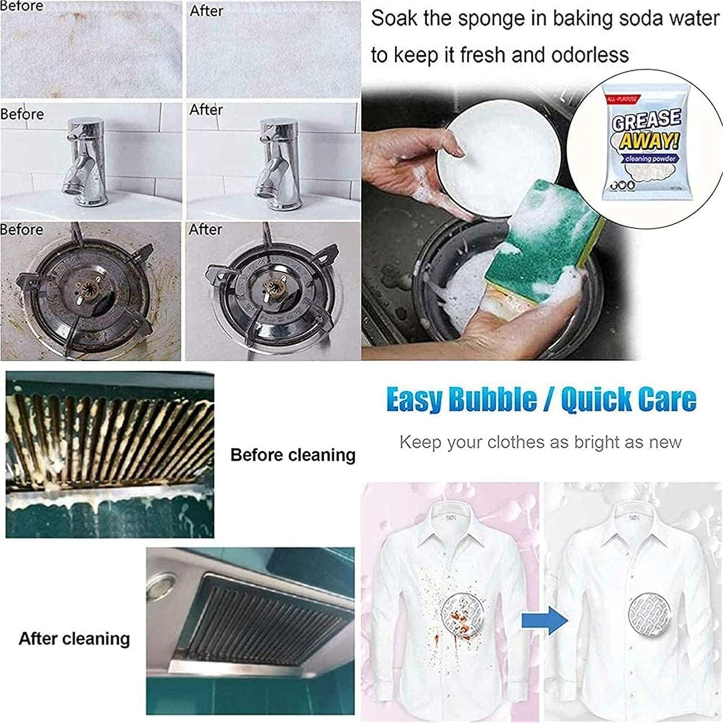 Natürliche Fleckenentferner-Pulver-Set für hartnäckiges Fett und Schmutz