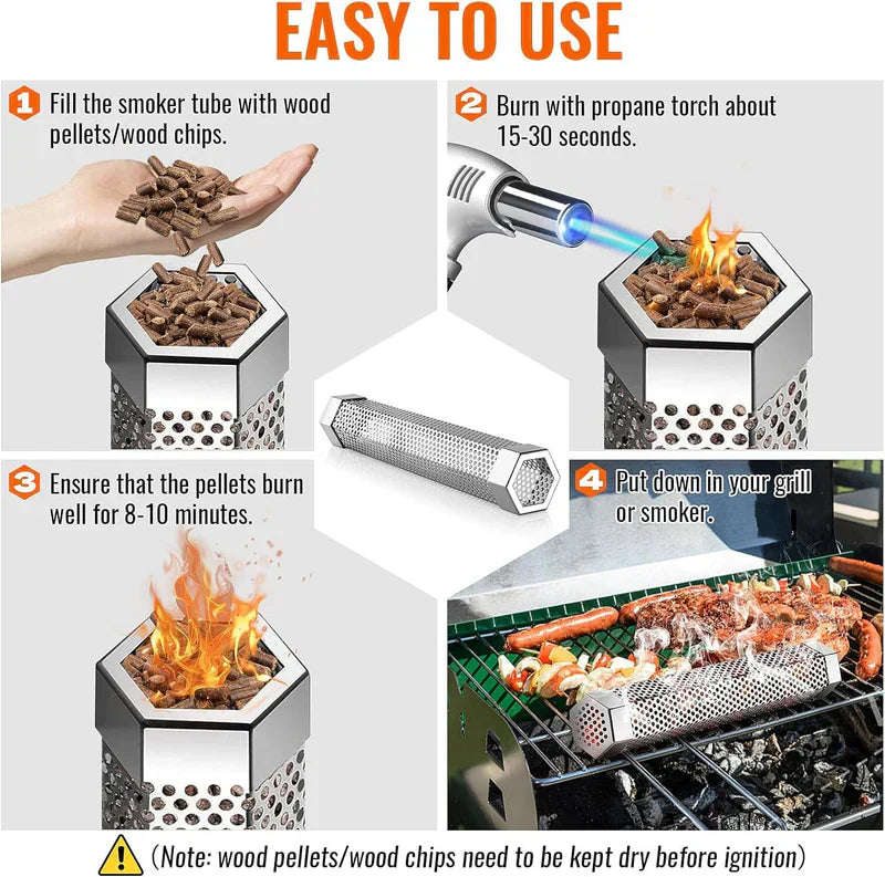 SmokeMaster™ - Edelstahl Pellet-Grillbox für rauchigen BBQ-Geschmack
