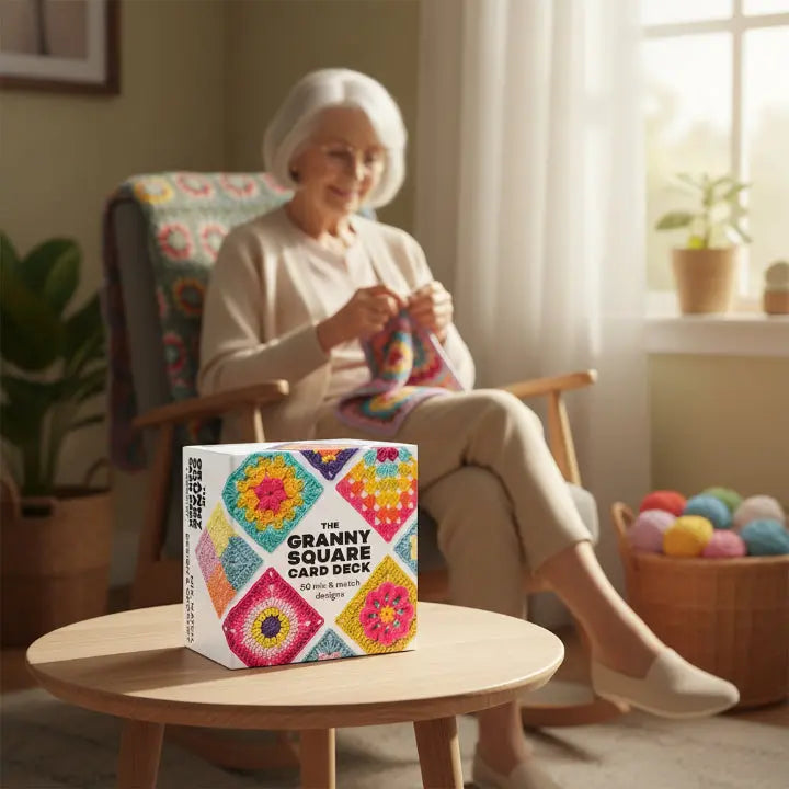 CozyNest™ - Bunte Granny Square Häkelmusterkarten