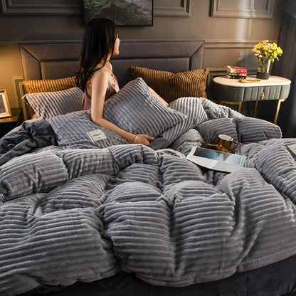 Restavia™ - Samt-Korallenfleece-Bettbezug mit Kissenbezügen