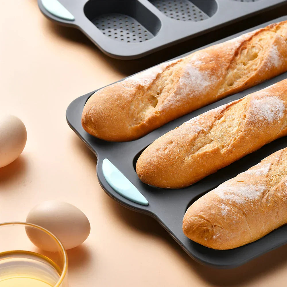 CrustyBake™ - Antihaft-Silikon-Baguette-Backform für perfekte Laibe