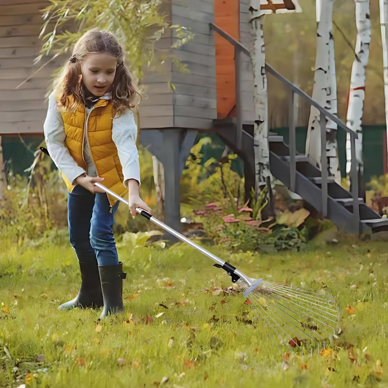 Vielseitiger leichter Gartenrechen für Hof- und Rasenpflege