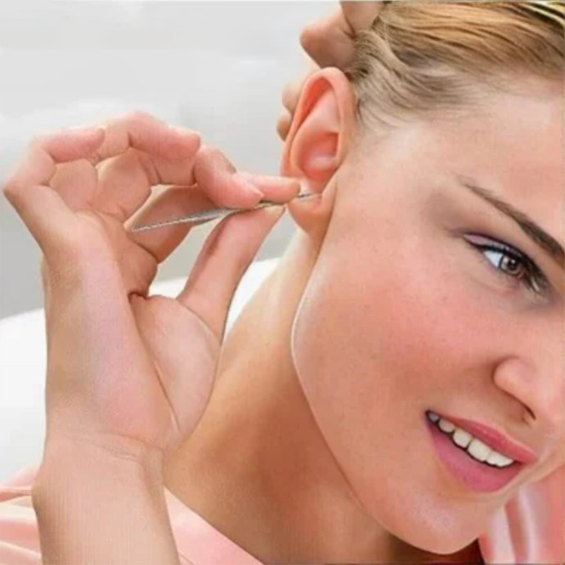 Tragbares Ohrlöffel-Set aus Edelstahl mit Spiralwerkzeugen