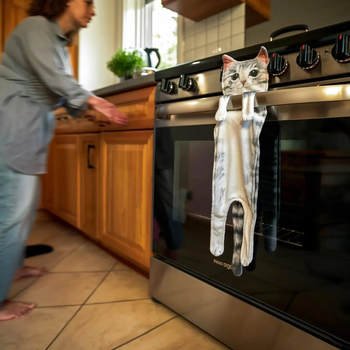 CozyNest™ - Weiches Baumwollhandtuch mit Katzenmotiv