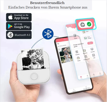 Tragbarer kabelloser Mini-Fotodrucker mit kostenlosem Papier