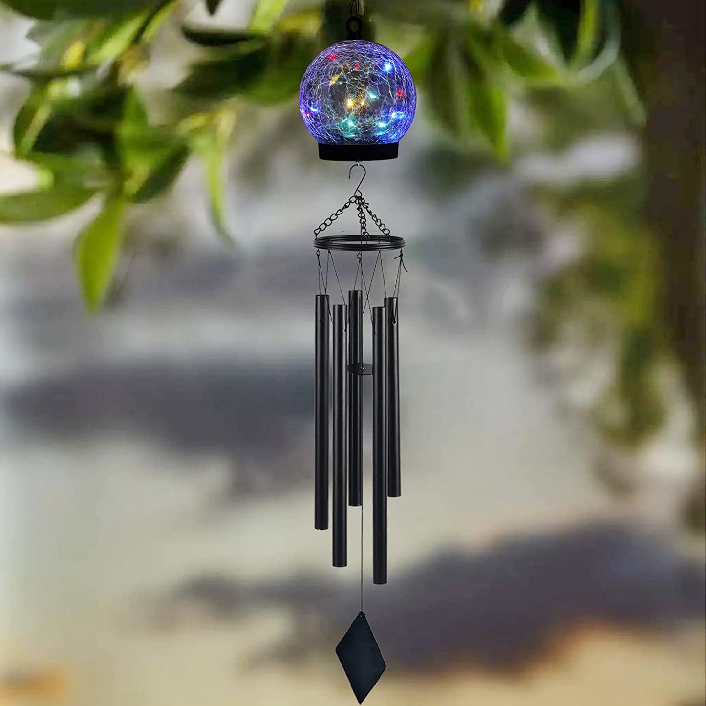 Windspiel ™ | Solar hängende Glaskugel | Windspiel LEDs 42 Zoll