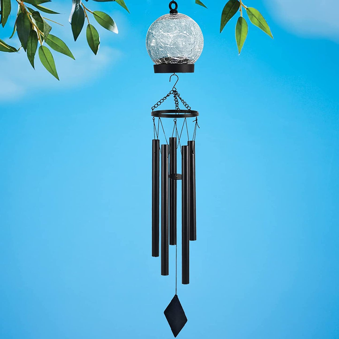 Windspiel ™ | Solar hängende Glaskugel | Windspiel LEDs 42 Zoll