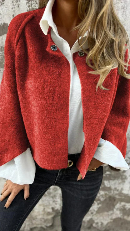 Jackify™ | Wollmantel mit Rundhalsausschnitt und langen Ärmeln
