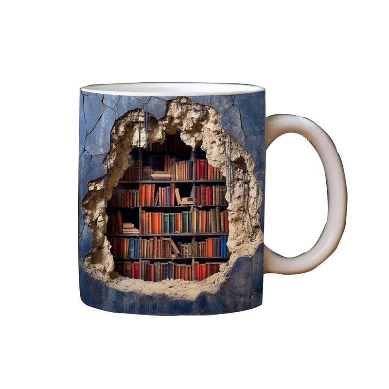 Keramik 3D Bücherregal Tasse für Buchliebhaber